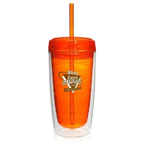 16 oz. Double Wall Acrylic Tumblers With Straw