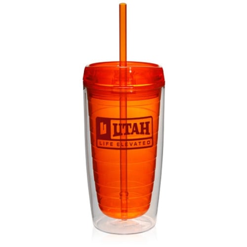 16 oz. Double Wall Acrylic Tumblers With Straw