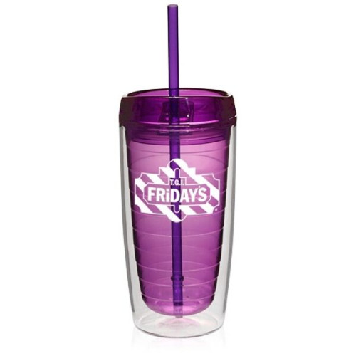 16 oz. Double Wall Acrylic Tumblers With Straw