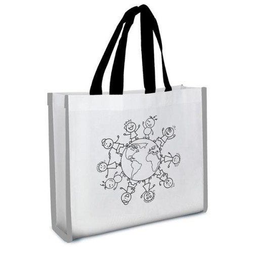 Reflective Non-Woven Coloring Tote Bag With Crayons