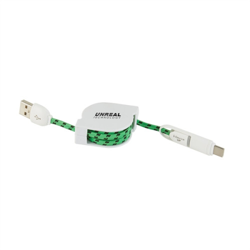 3-in-1 Retractable Fabric Charge-It Cable