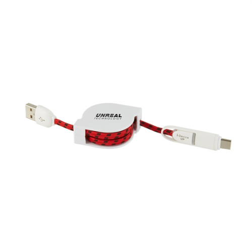 3-in-1 Retractable Fabric Charge-It Cable