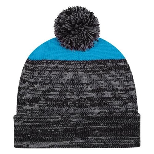 Knit Heathered Pom Beanie With Cuff