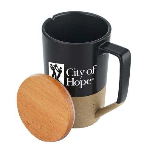 15oz Ceramic Mug Wood Lid