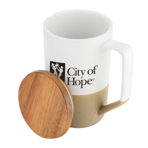 15oz Ceramic Mug Wood Lid