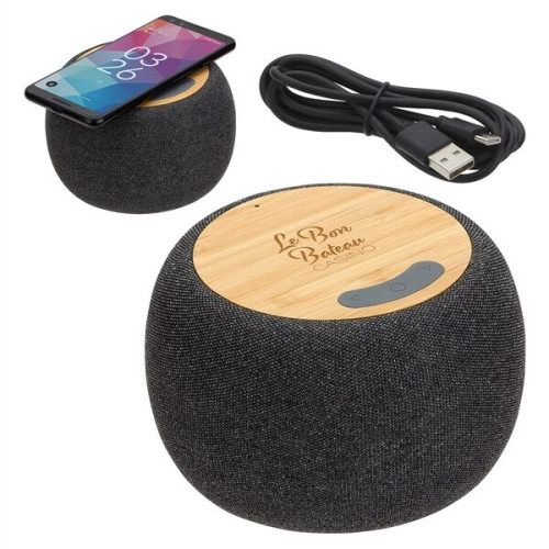 Empire Bamboo Wireless Speaker with 5W Wireless Charger