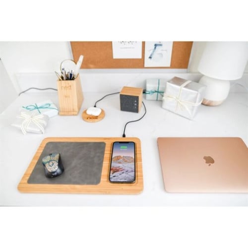 Auden Bamboo Wireless Charging Mouse Pad