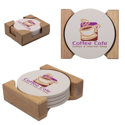 Round Absorbent Stone Coaster Set