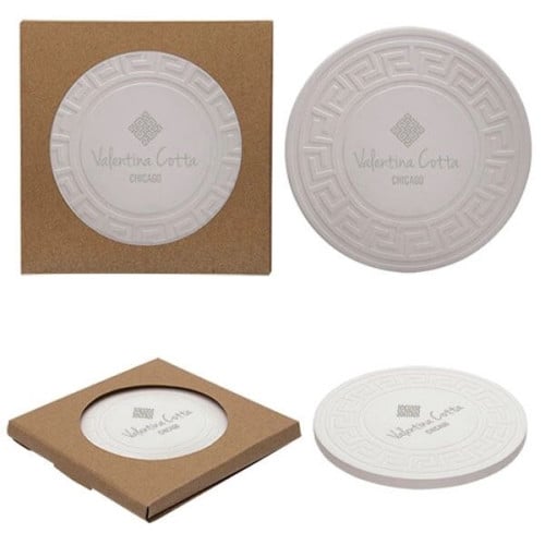 Round Greek Key Absorbent Stone Coasters