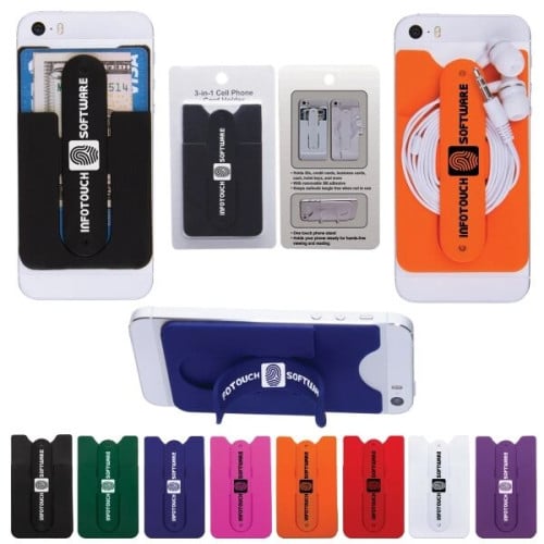 3-in-1 Cell Phone Card Holder w/Packaging