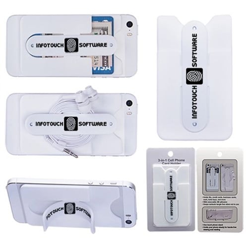 3-in-1 Cell Phone Card Holder w/Packaging