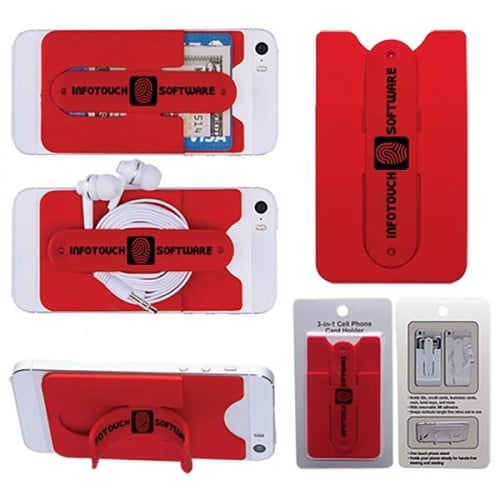 3-in-1 Cell Phone Card Holder w/Packaging