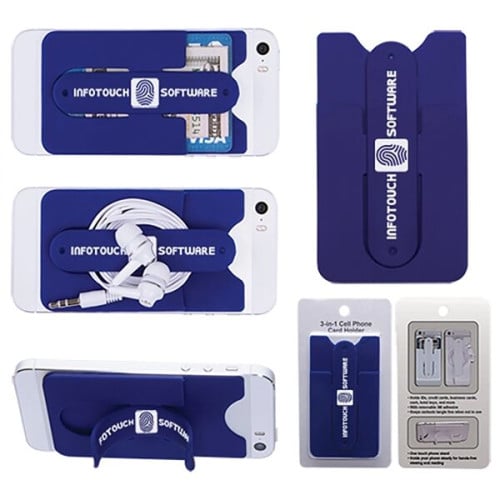 3-in-1 Cell Phone Card Holder w/Packaging