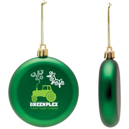 Shatter Resistant Flat Round Holiday Christmas Tree Ornament