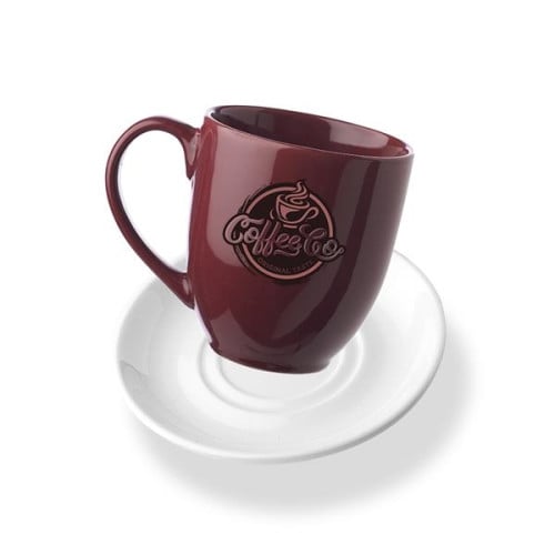 16 oz. Bistro Glossy Coffee Mugs with Ceramic Coaster