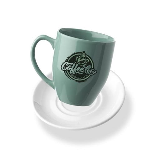 16 oz. Bistro Glossy Coffee Mugs with Ceramic Coaster