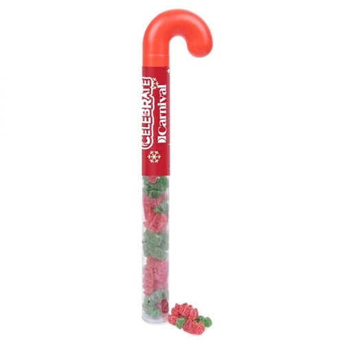 Holiday Candy Cane Shape Clear Tube - Sour Gummy Bears