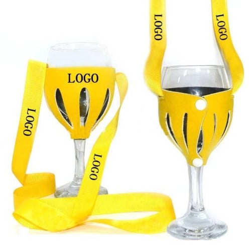 Neoprene Wine Glass Holders with Polyester Lanyards