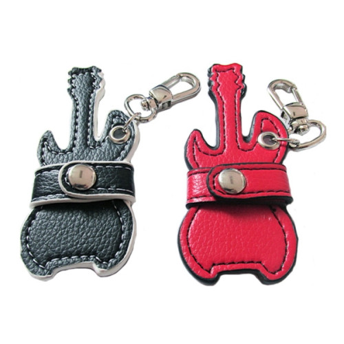 Leather Guitar Shaped Keychain