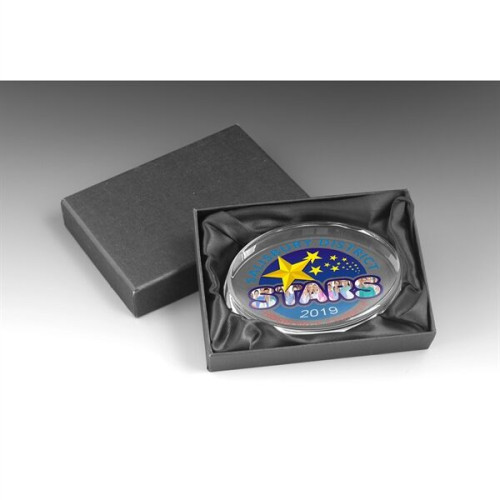 3" x 5" x 1/4" - Oval Glass Paperweight