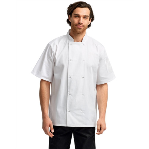 Unisex Studded Front Short-Sleeve Chef's Jacket