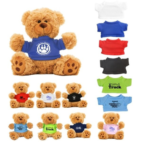 6  Plush Teddy Bear With Choice of T-Shirt Color