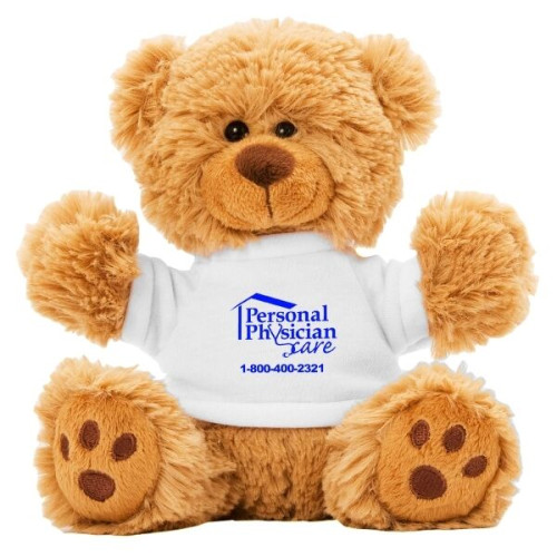 6  Plush Teddy Bear With Choice of T-Shirt Color