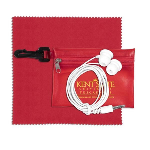 Earbud Tech Kit with Microfiber Cleaning Cloth In Translucen
