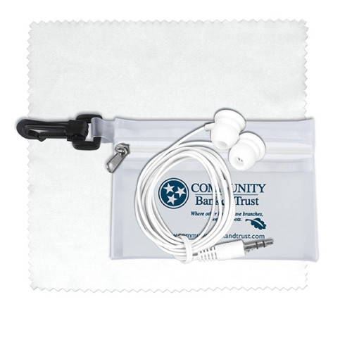 Earbud Tech Kit with Microfiber Cleaning Cloth In Translucen