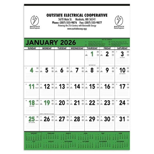 Triumph® Calendars Green & Black Contractor Memo Calendar