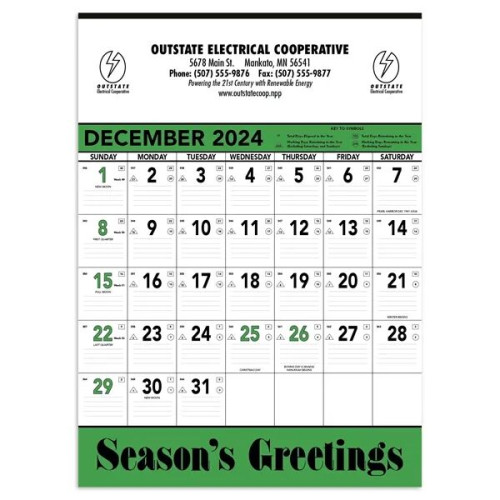Triumph® Calendars Green & Black Contractor Memo Calendar