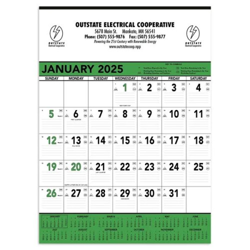 Triumph® Calendars Green & Black Contractor Memo Calendar