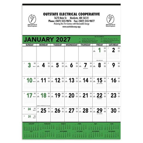 Triumph® Calendars Green & Black Contractor Memo Calendar