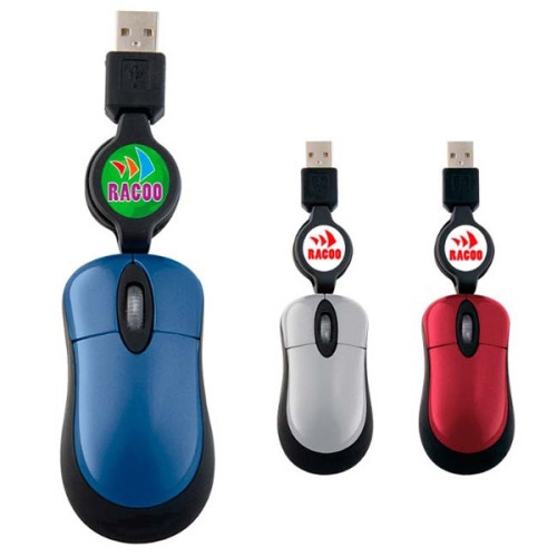 Mini Optical Mouse with Retractable Cord