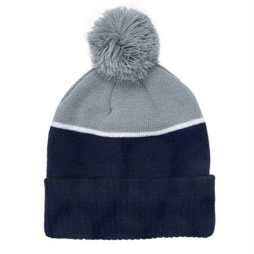 Two-Tone Tamy Beanie With Pom