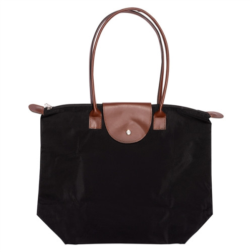 Folding Tote With Leather Flap Closure
