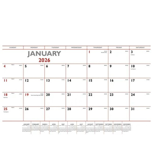 Triumph® Calendars Red & Black Desk Pad
