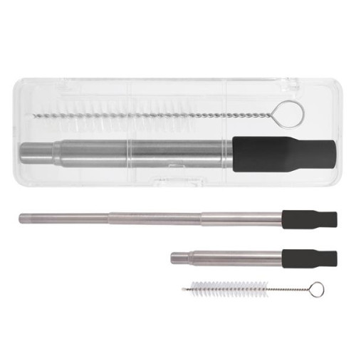 Hurley Collapsible Stainless Steel Straw In Travel Case