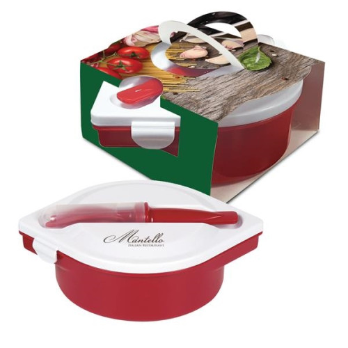 Multi-Compartment Food Container And Utensils With Custom...