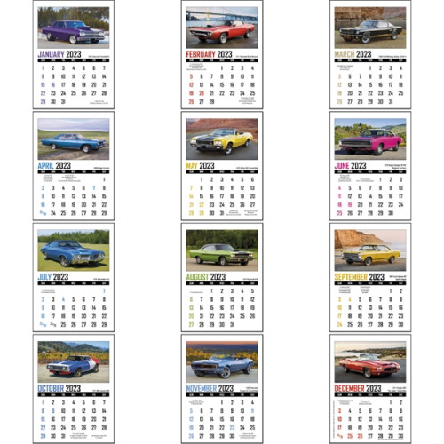 Full Color Stick Up, Memorable Muscle Grid 2023 Calendar