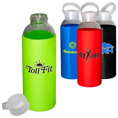 18oz Glass Bottle With Color Silicone Sleeve