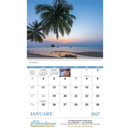 Good Value™ Beach Paradise - Spiral Calendar