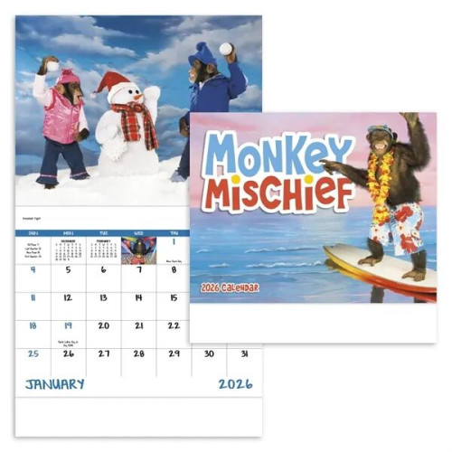 Good Value™ Monkey Mischief - Stapled Calendar