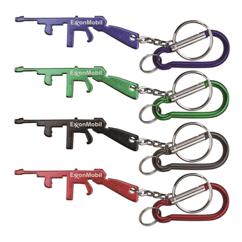 Rifle Shape Bottle Opener Key Chain & Carabiner