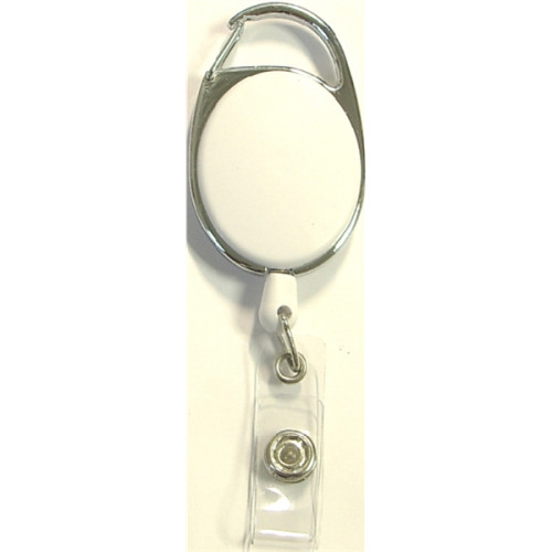 Oval shape retractable badge holder with carabiner clip