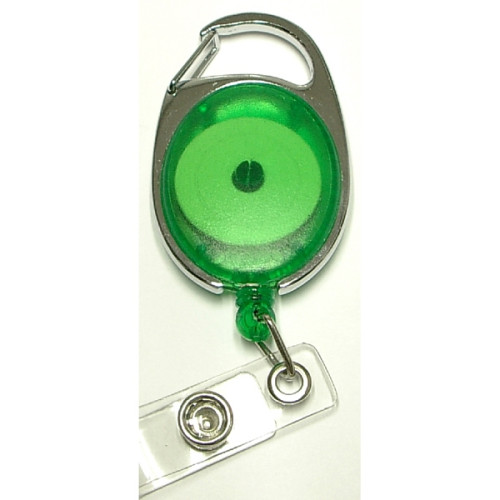 Oval shape retractable badge holder with carabiner clip