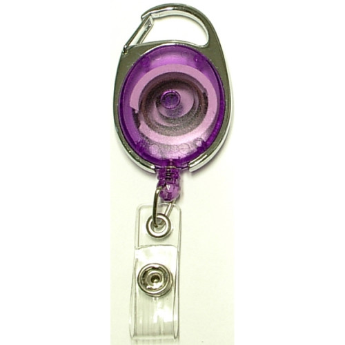 Oval shape retractable badge holder with carabiner clip