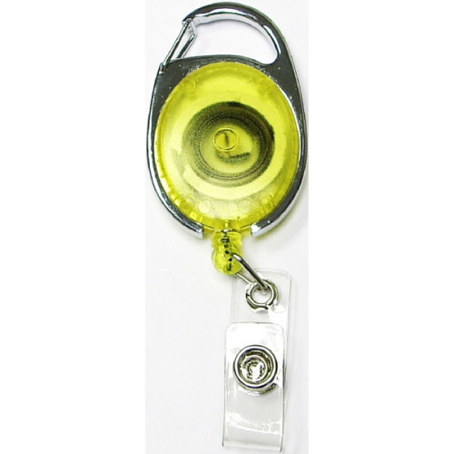 Oval shape retractable badge holder with carabiner clip