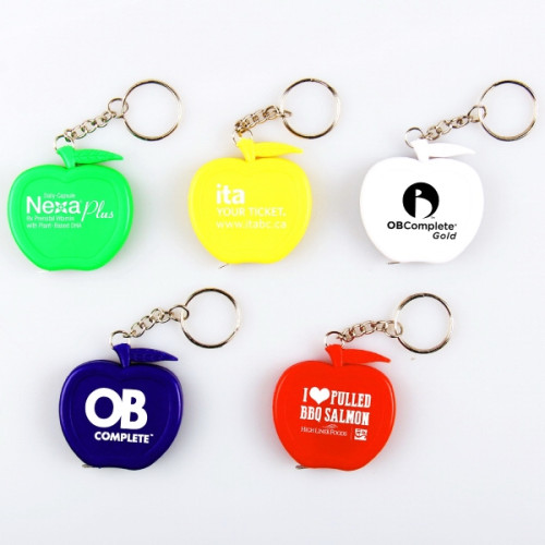 Apple shape tape measure key chain