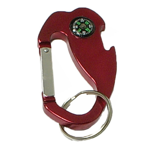 Jumbo size 4 in 1 carabineer with compass and bottle opener